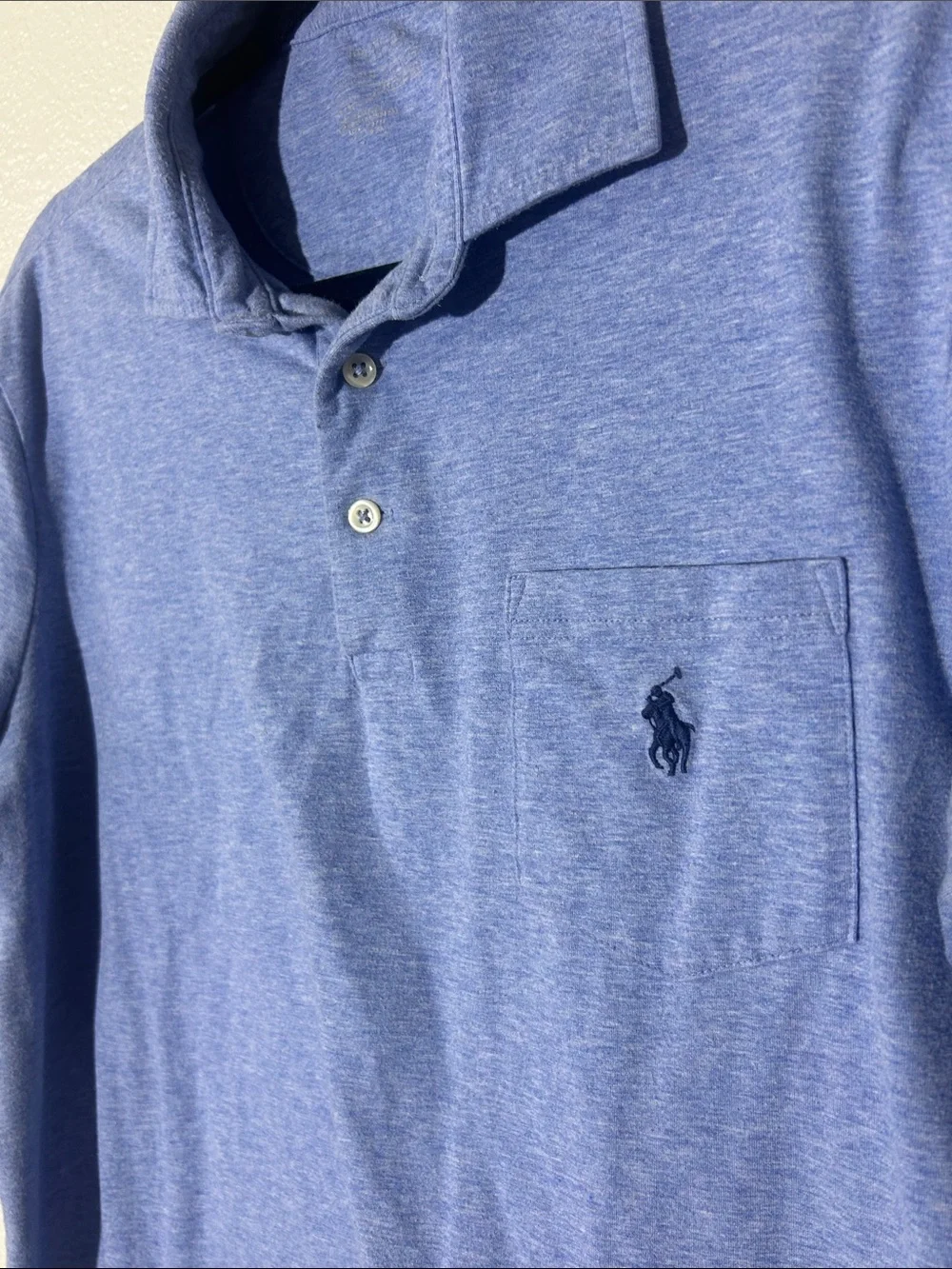 Ralph Lauren Polo Heathered Blue with Pocket and Navy Polo Horse Sz Medium